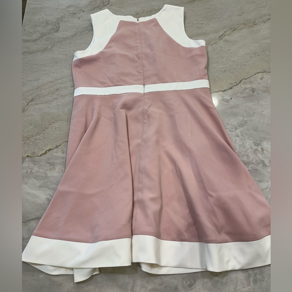 JAYGODFREY Dusty Rose and White Fit-and-Flare Cutout Dress